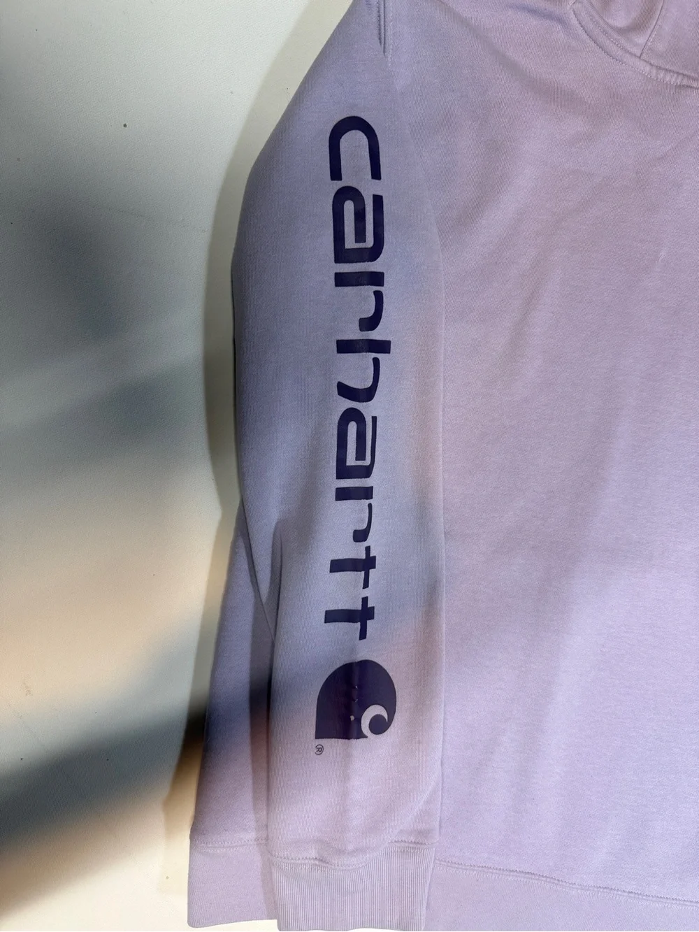 Carhartt Kids Lavender Pullover Hoodie with Sleeve Logo